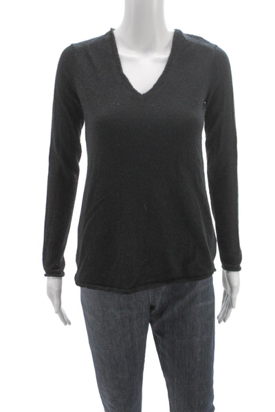 ATM Unisex V-Neck Black 100% Cashmere Pullover Sweater Long Sleeve Size M