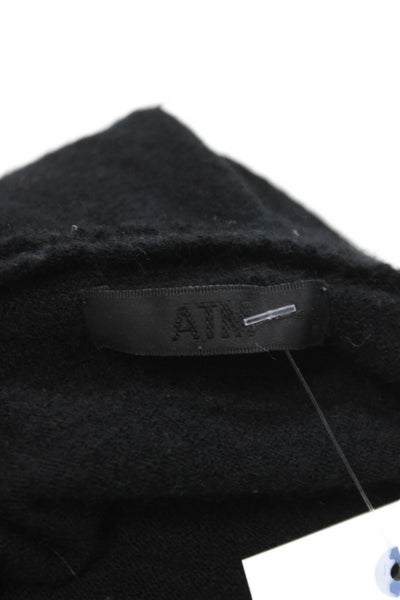 ATM Unisex V-Neck Black 100% Cashmere Pullover Sweater Long Sleeve Size M