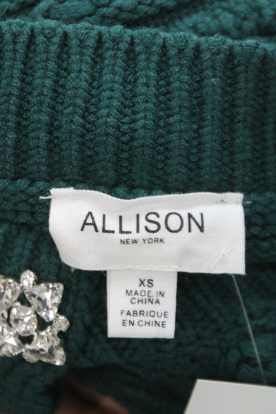 Allison Unisex Cardigan Green Button Viscose Crew Neck Long Sleeve Size XS
