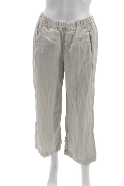 Velvet by Graham & Spencer Women Cropped Beige Linen Pants Size XS