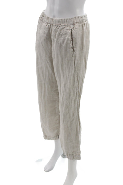 Velvet by Graham & Spencer Women Cropped Beige Linen Pants Size XS