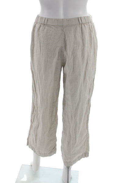Velvet by Graham & Spencer Women Cropped Beige Linen Pants Size XS