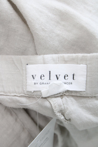Velvet by Graham & Spencer Women Cropped Beige Linen Pants Size XS