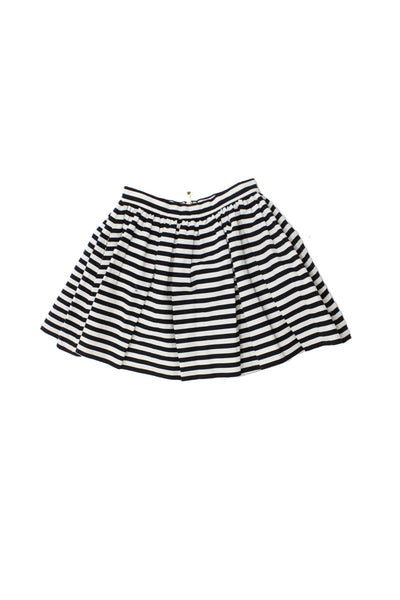 Kate Spade New York Girls Cotton Striped Zip Back Skirt White Black Size 7