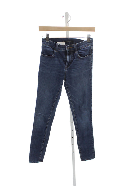 J Brand Women Skinny Ankle Jeans Dark Blue High Rise Button Size 25
