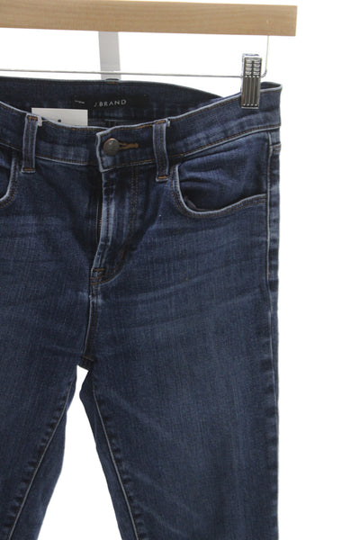 J Brand Women Skinny Ankle Jeans Dark Blue High Rise Button Size 25