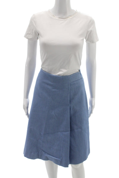 Adam Lippes Women Light Blue Cotton A-Line Knee Length Skirt Size 6