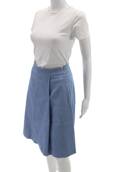 Adam Lippes Women Light Blue Cotton A-Line Knee Length Skirt Size 6