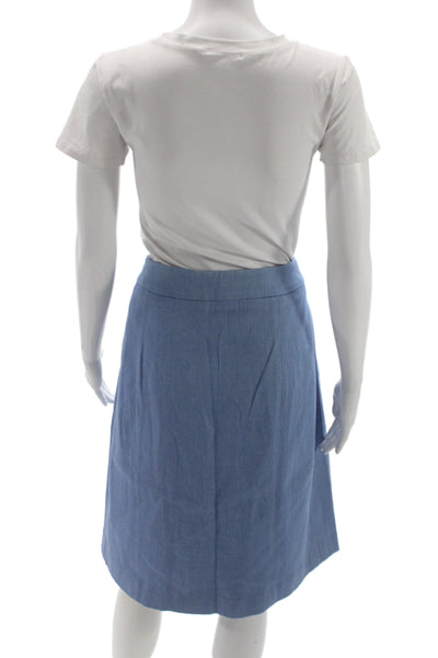 Adam Lippes Women Light Blue Cotton A-Line Knee Length Skirt Size 6