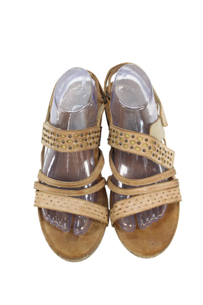 Naot Womens Relate Leather Strappy Wedge Sandals Brown Size 11