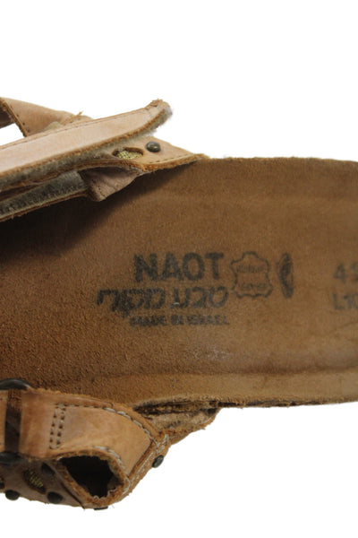 Naot Womens Relate Leather Strappy Wedge Sandals Brown Size 11