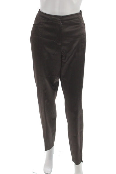 Lafayette 148 New York Women Dress Pants Brown Hook Eye Size 8