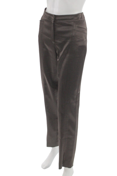 Lafayette 148 New York Women Dress Pants Brown Hook Eye Size 8
