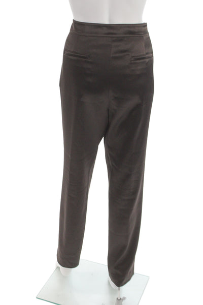 Lafayette 148 New York Women Dress Pants Brown Hook Eye Size 8