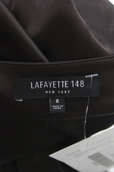 Lafayette 148 New York Women Dress Pants Brown Hook Eye Size 8