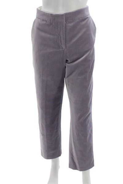 J Crew Women Cropped Dress Pants Purple Zip Cotton Lyocell Size 8