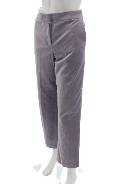 J Crew Women Cropped Dress Pants Purple Zip Cotton Lyocell Size 8