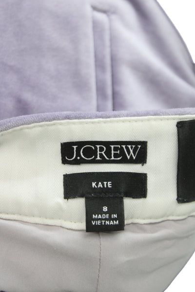 J Crew Women Cropped Dress Pants Purple Zip Cotton Lyocell Size 8