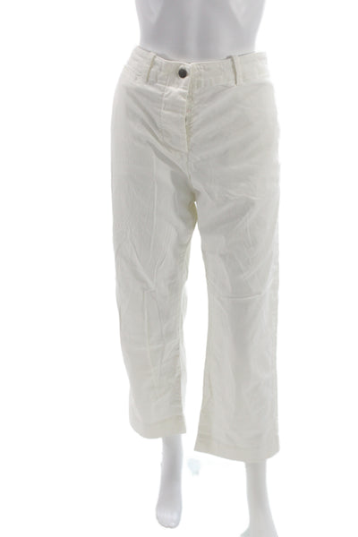 Nili Lotan Women Cropped White Cotton Stretch Pants Button Size 8