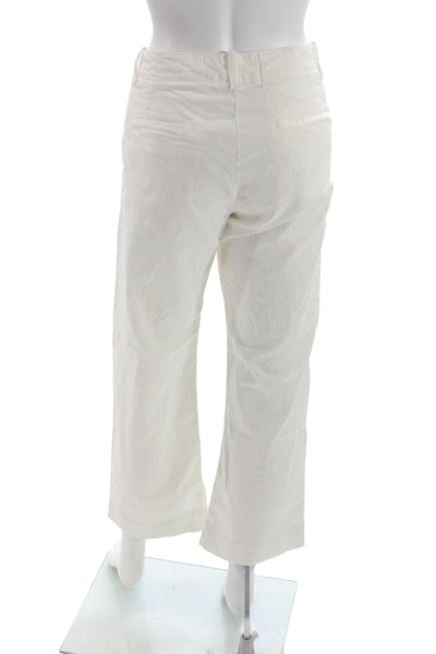 Nili Lotan Women Cropped White Cotton Stretch Pants Button Size 8