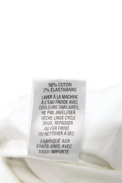 Nili Lotan Women Cropped White Cotton Stretch Pants Button Size 8