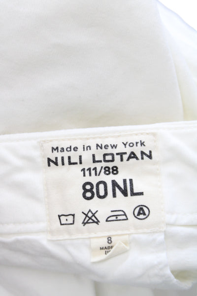 Nili Lotan Women Cropped White Cotton Stretch Pants Button Size 8