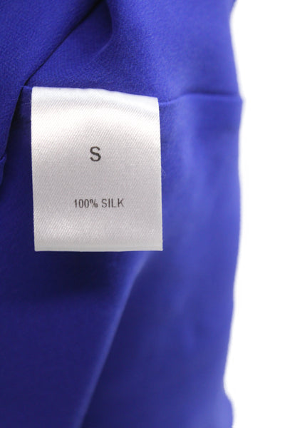 Kes Women Maxi Tank Dress Blue Silk V-Neck Mid-Calf Size S