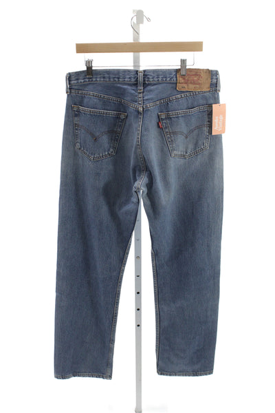 Levis Mens Straight Jeans Blue 100% Cotton Button Fly 90s Size 33