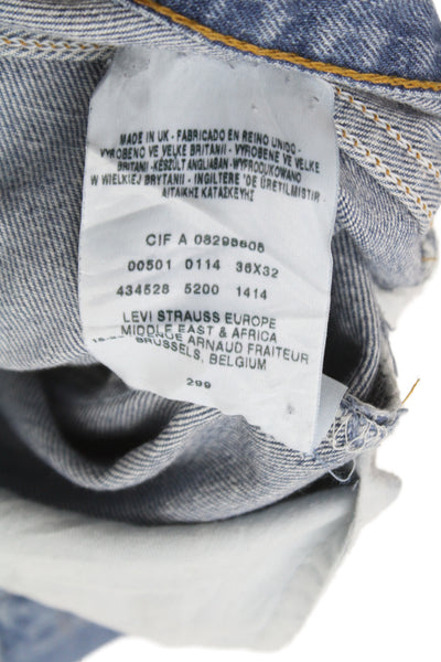 Levis Mens Straight Jeans Blue 100% Cotton Button Fly 90s Size 33