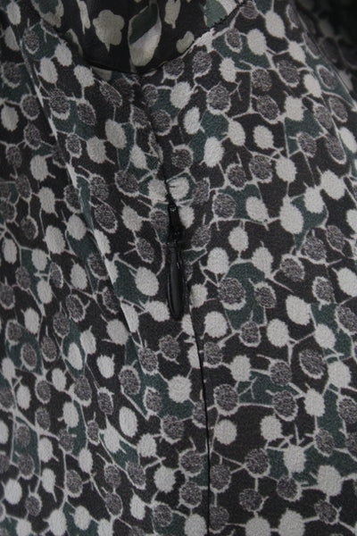 Burberry Brit Women Silk Black Floral Shirt Dress Long Sleeve Knee Size 12