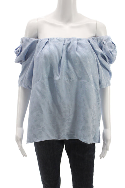 Rachel Comey Women Bohemian Light Blue Floral Short Sleeve Blouse Size 4
