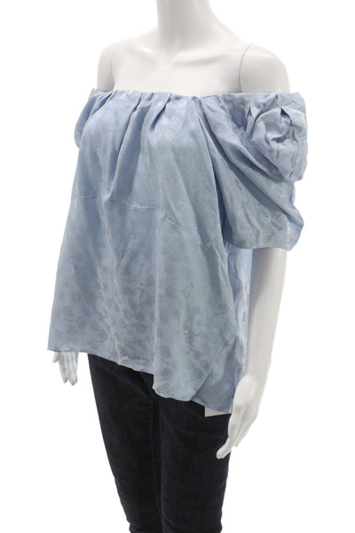 Rachel Comey Women Bohemian Light Blue Floral Short Sleeve Blouse Size 4
