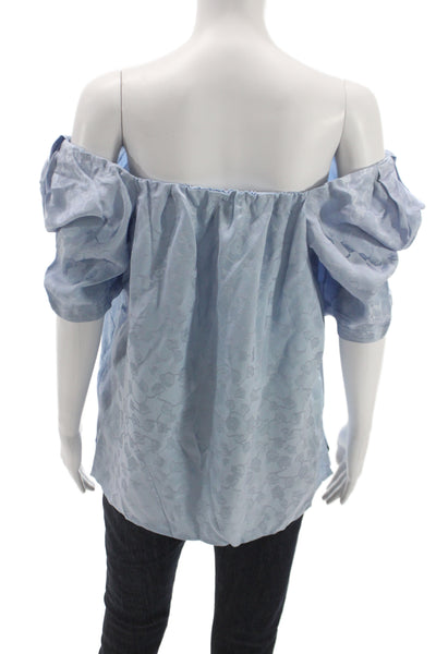 Rachel Comey Women Bohemian Light Blue Floral Short Sleeve Blouse Size 4
