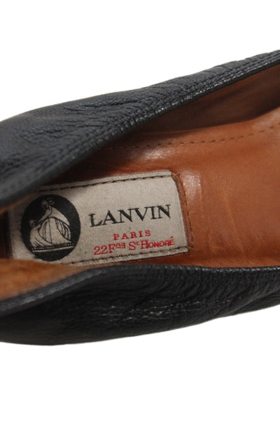 Lanvin Womens Leather Slide On Ballerina Pumps Black Size 39.5 9.5