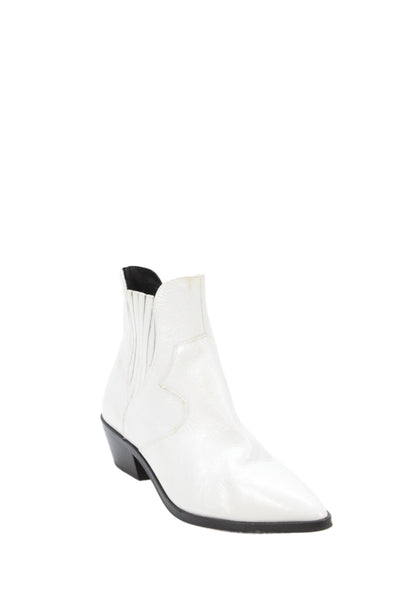 Rebecca Minkoff Womens Leather Cowboy Ankle Boots White Size 9 Medium