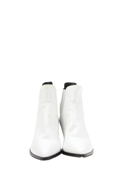 Rebecca Minkoff Womens Leather Cowboy Ankle Boots White Size 9 Medium