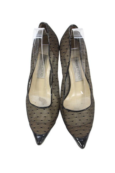 Jimmy Choo Womens Swiss Dot Pointed Toe Pumps Black Size 39 9