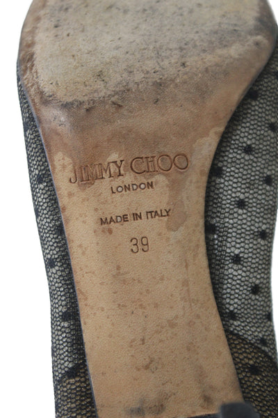 Jimmy Choo Womens Swiss Dot Pointed Toe Pumps Black Size 39 9