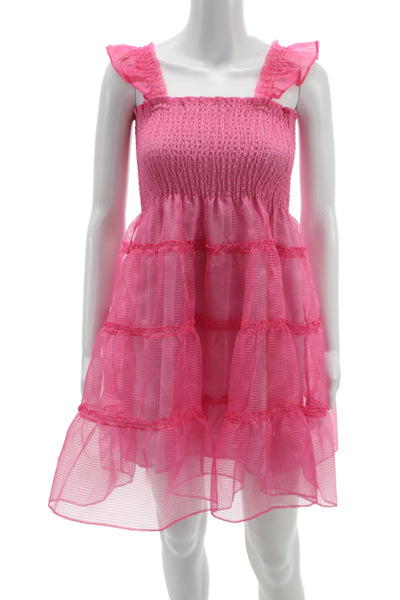 Hill House Girls Smocked Tulle Sleeveless Fit & Flare Dress Pink Size 11-12Y
