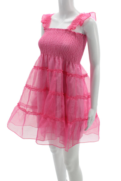 Hill House Girls Smocked Tulle Sleeveless Fit & Flare Dress Pink Size 11-12Y