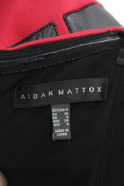 Aidan Mattox Womens Bodycon Mini Dress Black Leather Sleeveless Zip Size 4