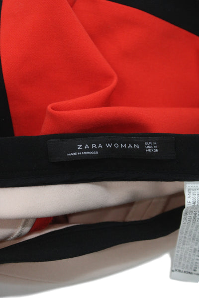 Zara Woman Women A-Line Mini Beige Geometric Skirt Size M