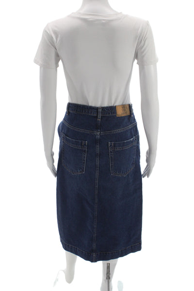 We The Free Women Straight Pencil Long Solid Dark Blue 100%Cotton Skirt Size 26