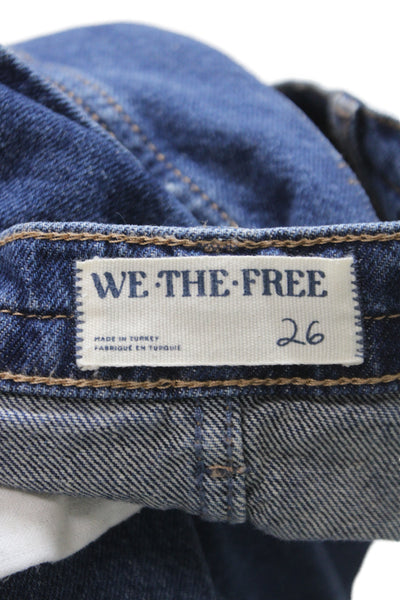 We The Free Women Straight Pencil Long Solid Dark Blue 100%Cotton Skirt Size 26