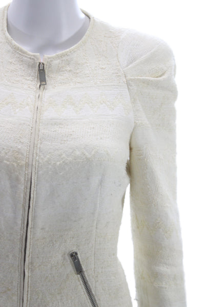 Zara Woman Womens Aztec Print White Blazer Long Sleeve Zip Size S