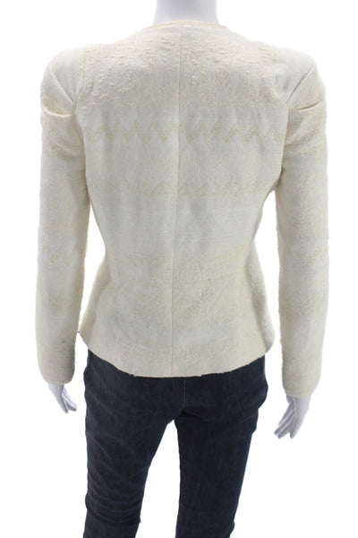 Zara Woman Womens Aztec Print White Blazer Long Sleeve Zip Size S