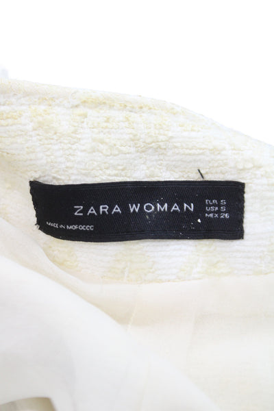 Zara Woman Womens Aztec Print White Blazer Long Sleeve Zip Size S