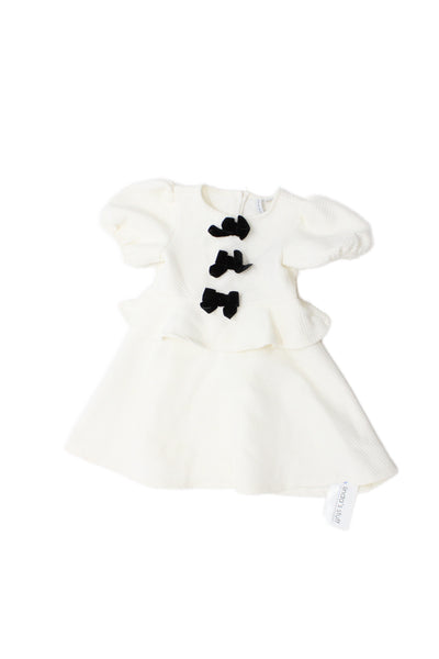 Janie and Jack Childrens Girls Quilted Bow Front A Line Dress White Size 6