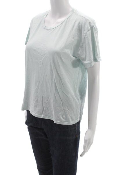 Perfect White Tee Womens Basic Light Blue Cotton Crewneck Size L