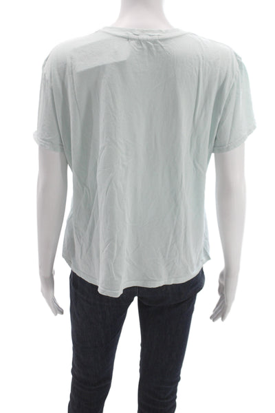 Perfect White Tee Womens Basic Light Blue Cotton Crewneck Size L